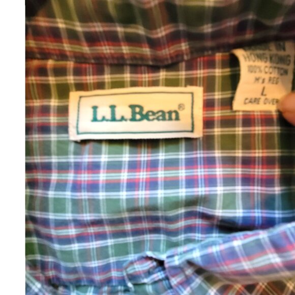 L.L. Bean Mens Plaid Button-Down Short Sleeve Shirt Size L 100% Cotton jj1645 - Picture 2 of 5
